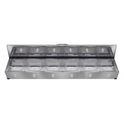 Condimentadora Pizzarola Inox 6 Cubas Acrílico Tampa Reta - Aisa